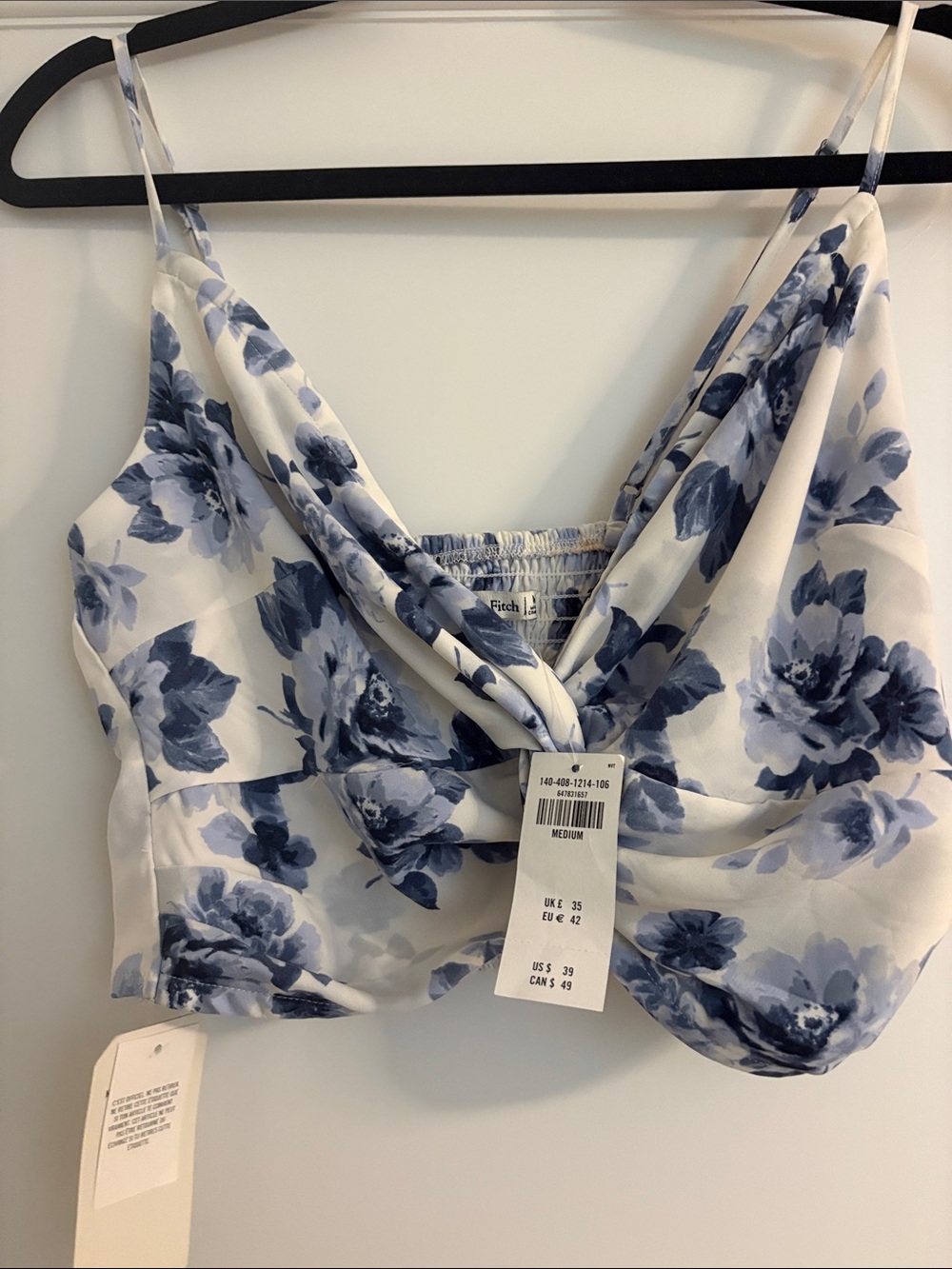 Abercrombie & Fitch Blue and White Floral Cowl Neck Camisole